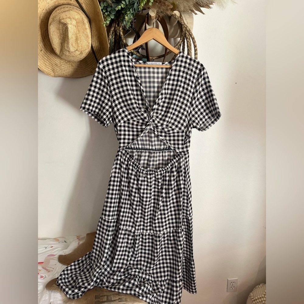 Black Checkered Maxi Dress